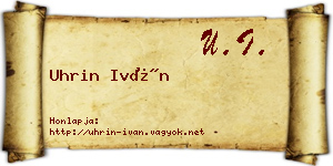Uhrin Iván névjegykártya