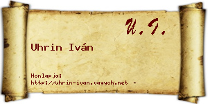 Uhrin Iván névjegykártya